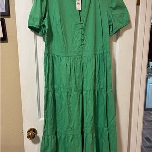 LOFT Vibrant Green Midi Dress